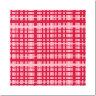 Red and pink checkered pattern Posters and Art